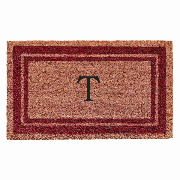Calloway Mills Monogram Door Mat, Natural, Burgundy, 18 in W x 30 in L 152991830T - main